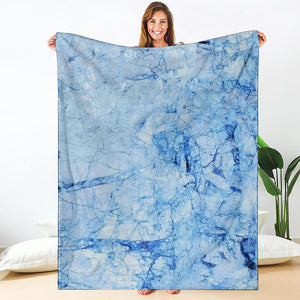 Ice Blue Marble Print Blanket
