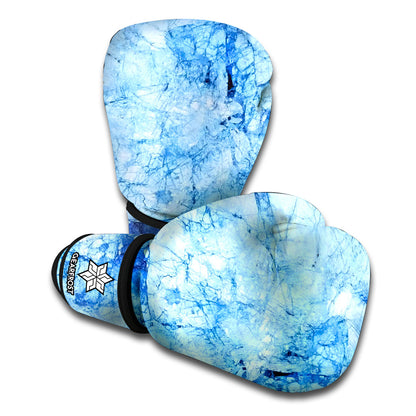 Ice Blue Marble Print Boxing Gloves