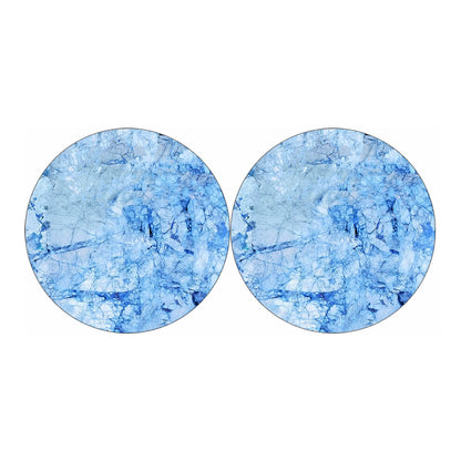 Ice Blue Marble Print Car Coasters