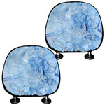 Ice Blue Marble Print Car Headrest Covers