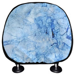 Ice Blue Marble Print Car Headrest Covers
