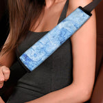 Ice Blue Marble Print Car Seat Belt Covers