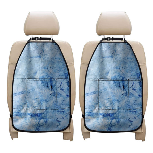 Ice Blue Marble Print Car Seat Organizers