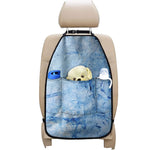 Ice Blue Marble Print Car Seat Organizers