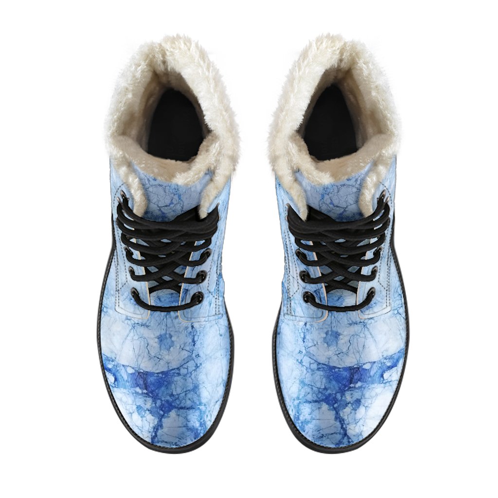 Ice Blue Marble Print Comfy Boots GearFrost