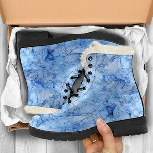 Ice Blue Marble Print Comfy Boots GearFrost