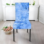 Ice Blue Marble Print Dining Chair Slipcover
