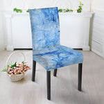 Ice Blue Marble Print Dining Chair Slipcover