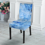 Ice Blue Marble Print Dining Chair Slipcover