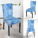 Ice Blue Marble Print Dining Chair Slipcover