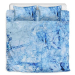 Ice Blue Marble Print Duvet Cover Bedding Set