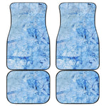 Ice Blue Marble Print Front and Back Car Floor Mats