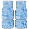 Ice Blue Marble Print Front and Back Car Floor Mats