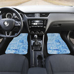 Ice Blue Marble Print Front and Back Car Floor Mats