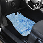 Ice Blue Marble Print Front and Back Car Floor Mats