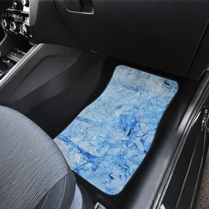 Ice Blue Marble Print Front and Back Car Floor Mats