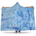 Ice Blue Marble Print Hooded Blanket