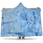Ice Blue Marble Print Hooded Blanket