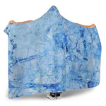 Ice Blue Marble Print Hooded Blanket