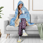 Ice Blue Marble Print Hooded Blanket