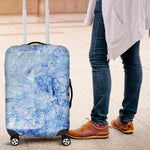 Ice Blue Marble Print Luggage Cover GearFrost
