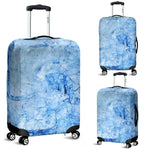 Ice Blue Marble Print Luggage Cover GearFrost