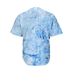 Ice Blue Marble Print Men's Baseball Jersey