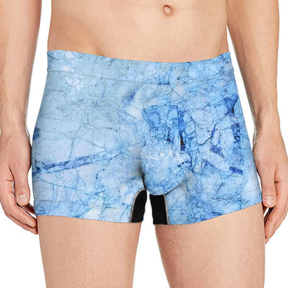 Ice Blue Marble Print Men's Boxer Briefs