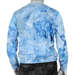 Ice Blue Marble Print Men's Crewneck Sweatshirt GearFrost