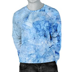 Ice Blue Marble Print Men's Crewneck Sweatshirt GearFrost