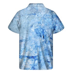 Ice Blue Marble Print Men's Short Sleeve Shirt