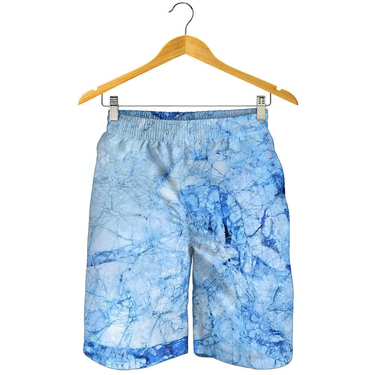 Ice Blue Marble Print Men's Shorts