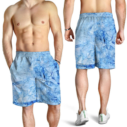 Ice Blue Marble Print Men's Shorts