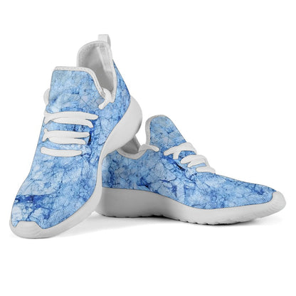 Ice Blue Marble Print Mesh Knit Shoes GearFrost