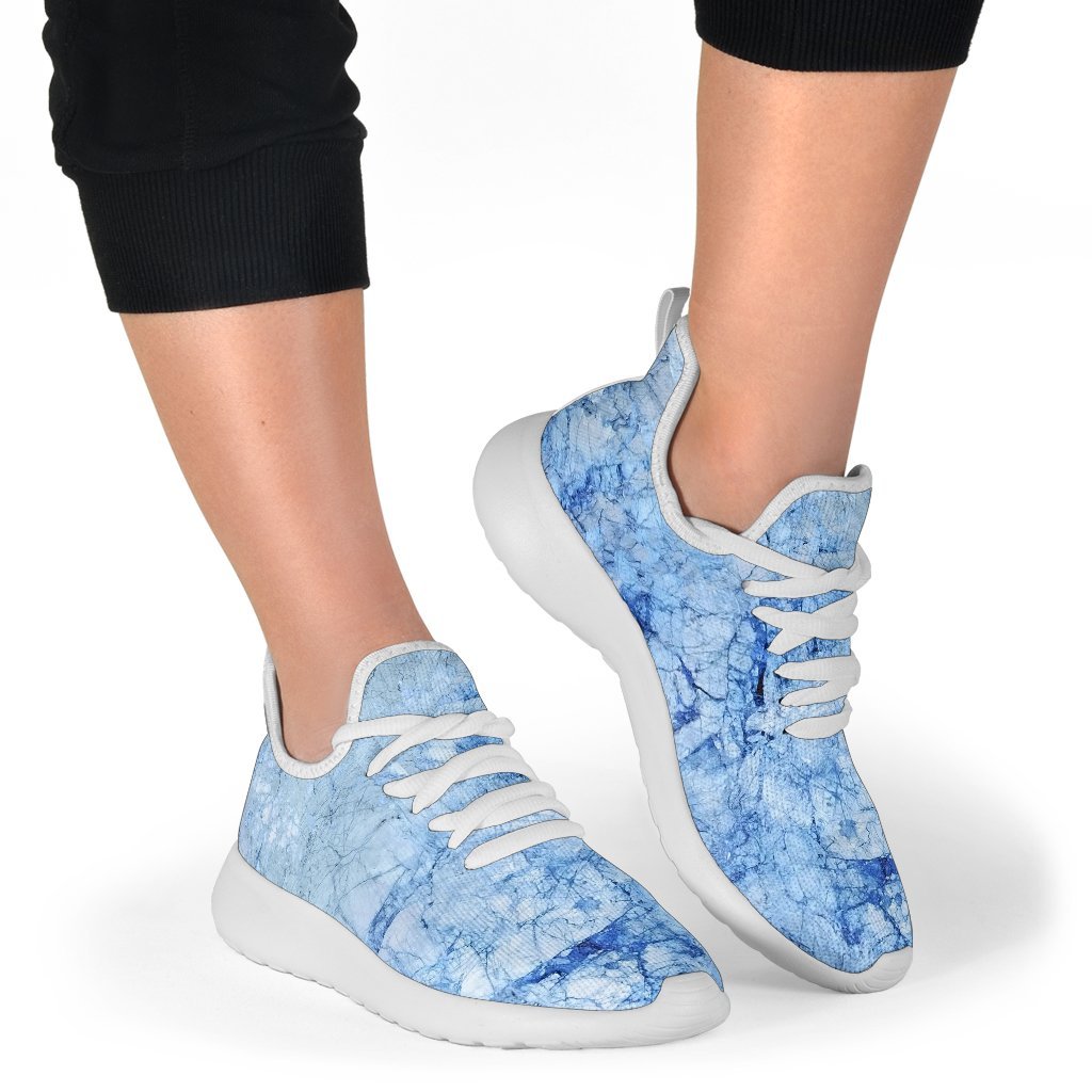 Ice Blue Marble Print Mesh Knit Shoes GearFrost