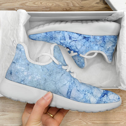 Ice Blue Marble Print Mesh Knit Shoes GearFrost