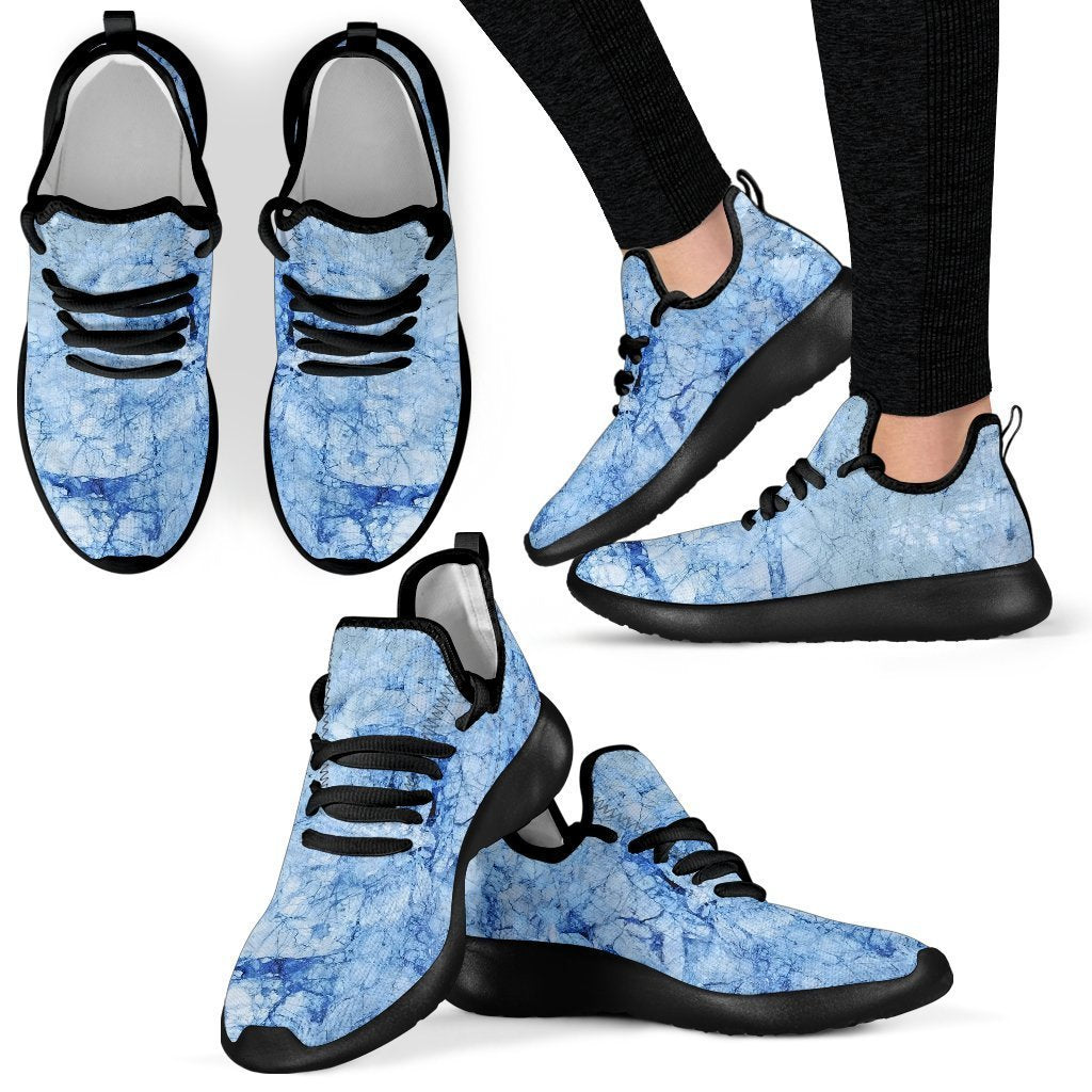 Ice Blue Marble Print Mesh Knit Shoes GearFrost