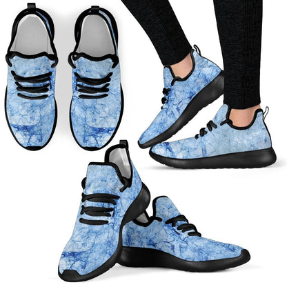 Ice Blue Marble Print Mesh Knit Shoes GearFrost