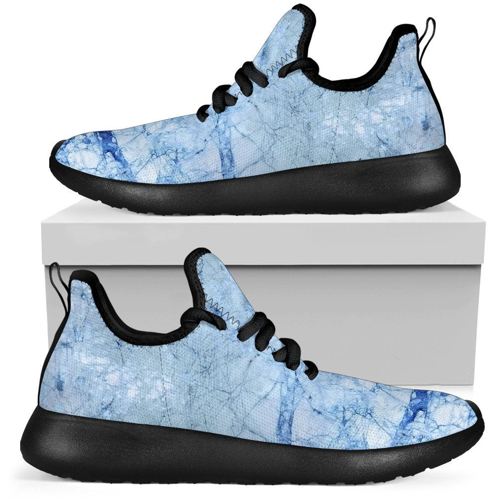Ice Blue Marble Print Mesh Knit Shoes GearFrost
