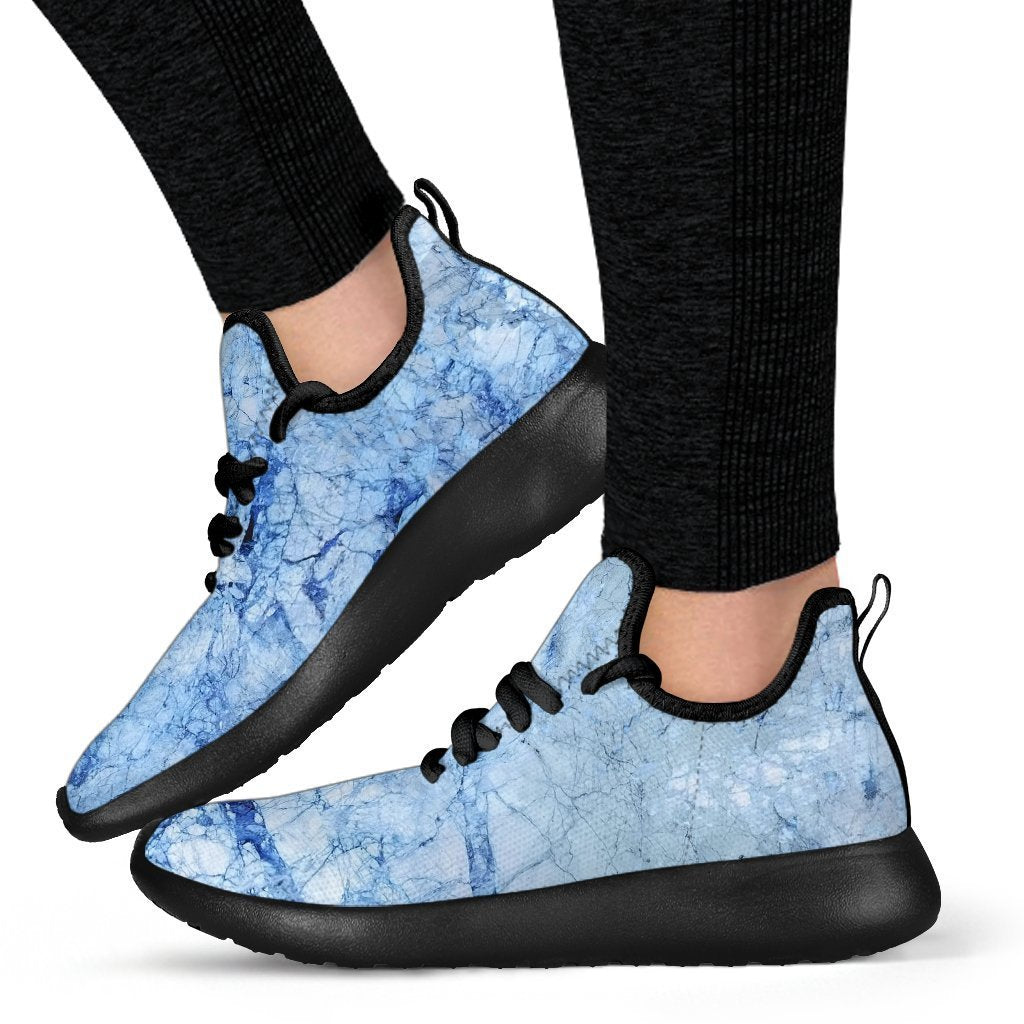 Ice Blue Marble Print Mesh Knit Shoes GearFrost