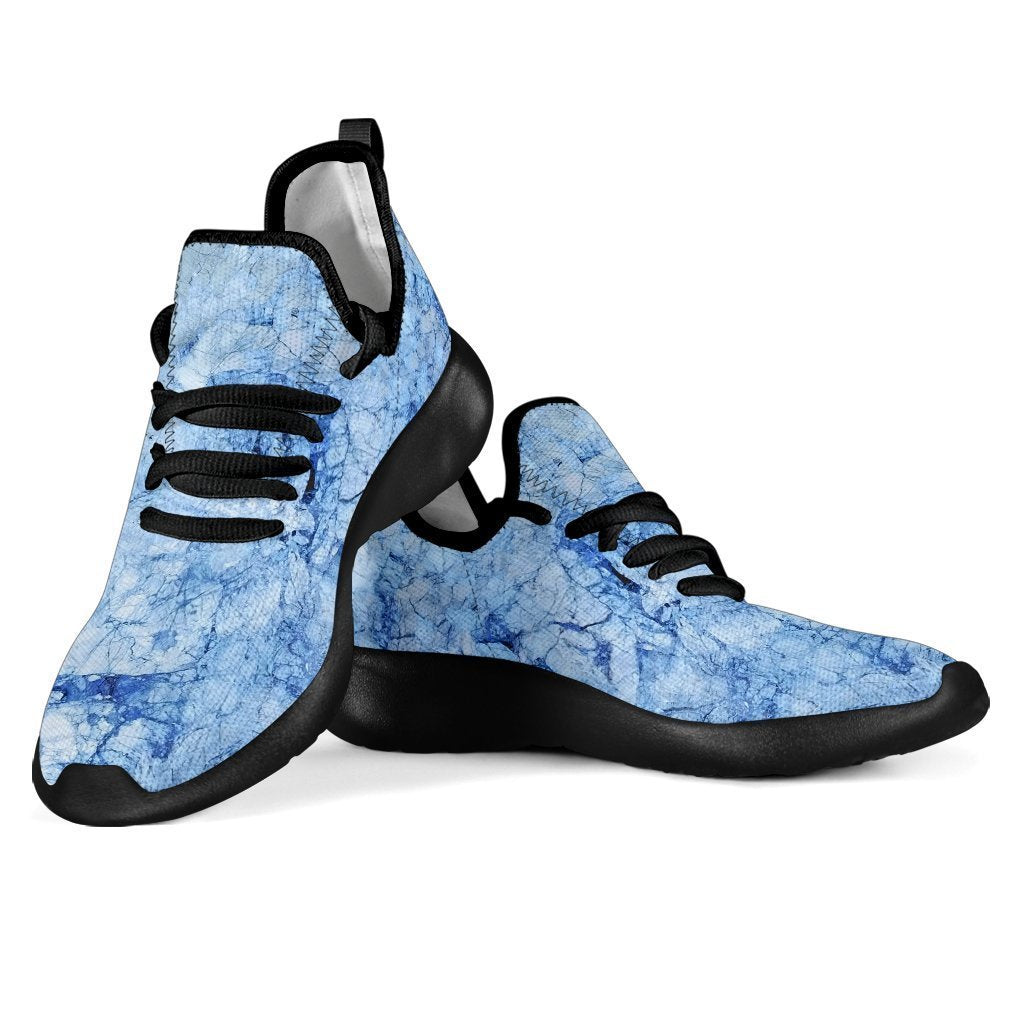 Ice Blue Marble Print Mesh Knit Shoes GearFrost