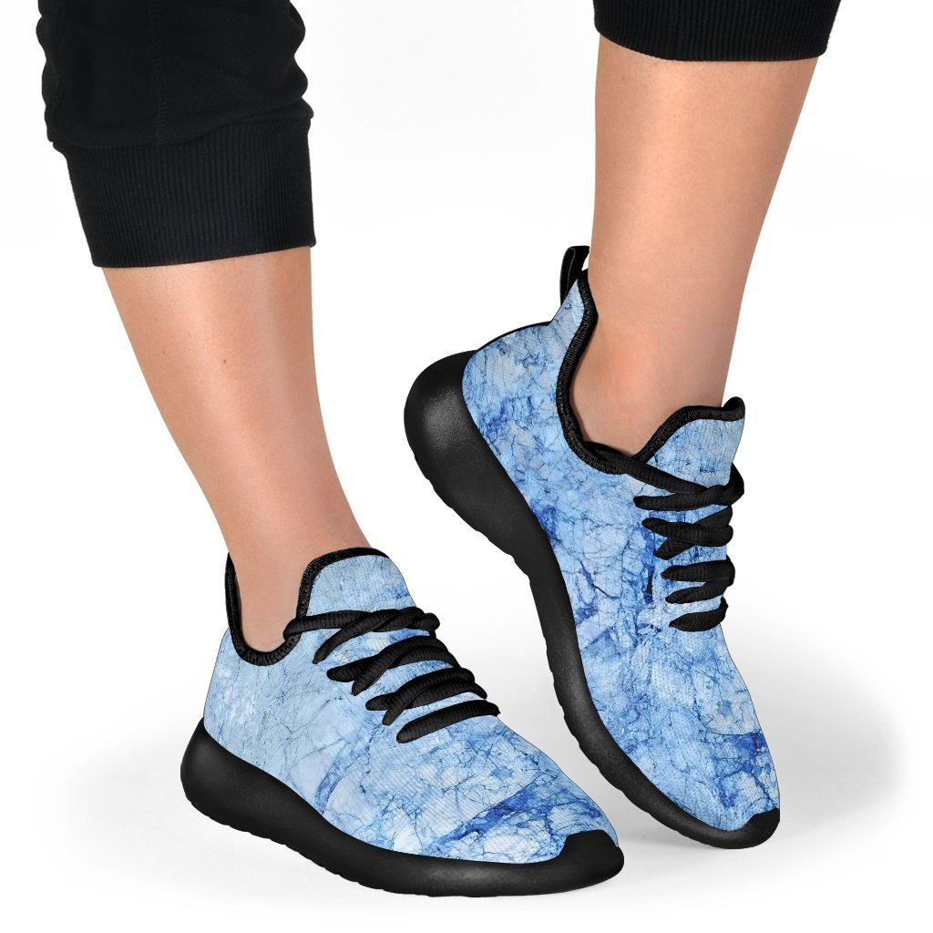 Ice Blue Marble Print Mesh Knit Shoes GearFrost