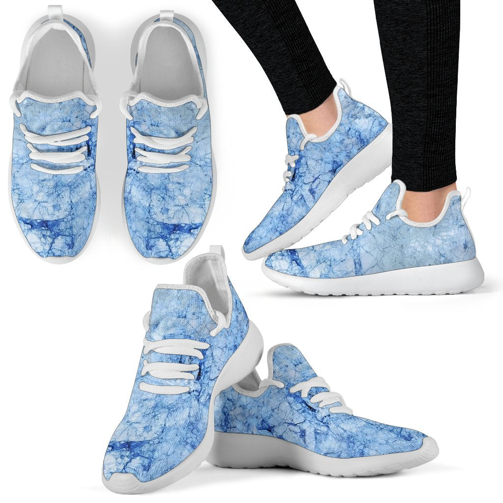 Ice Blue Marble Print Mesh Knit Shoes GearFrost