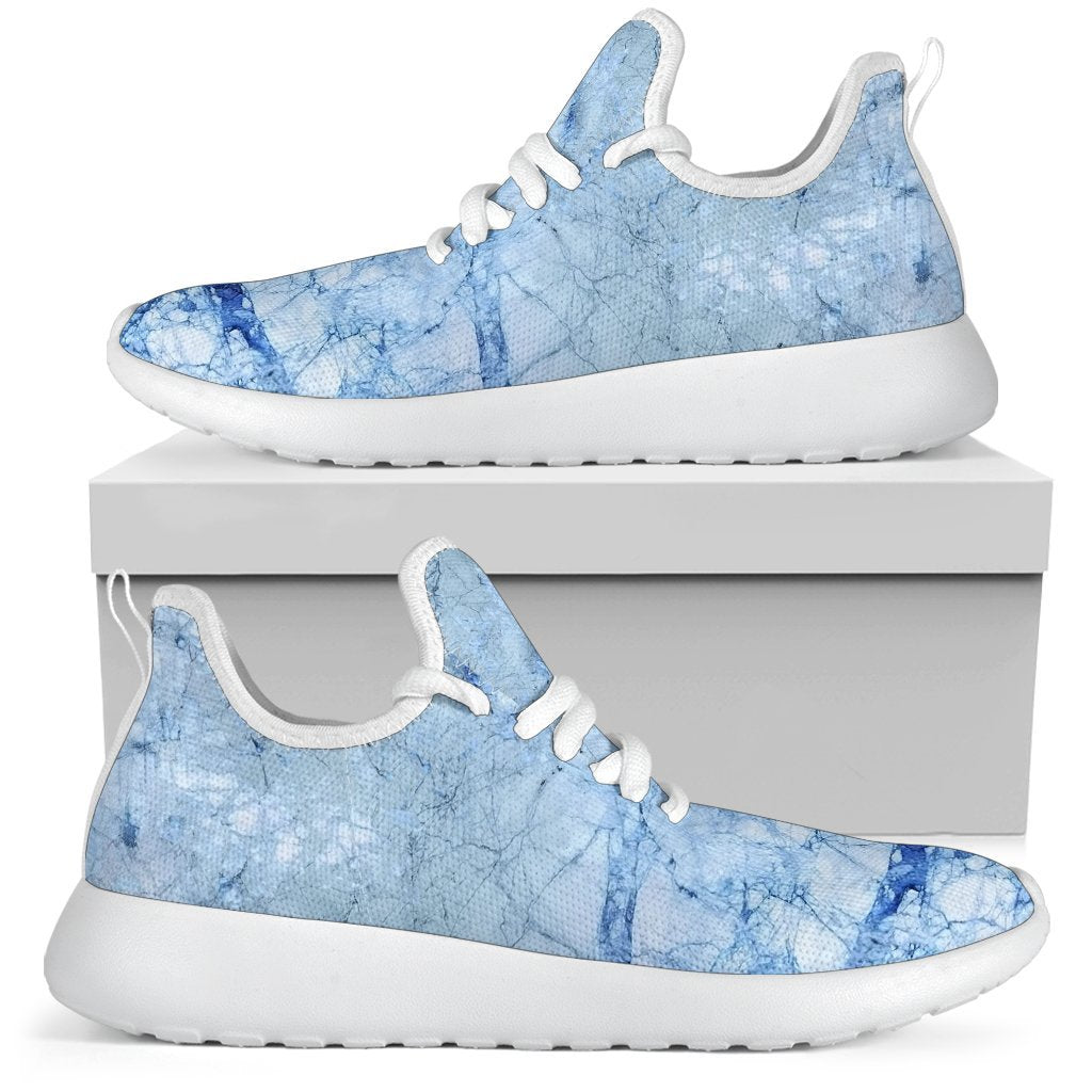 Ice Blue Marble Print Mesh Knit Shoes GearFrost