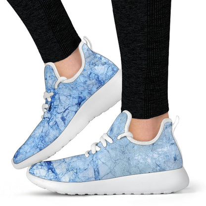 Ice Blue Marble Print Mesh Knit Shoes GearFrost