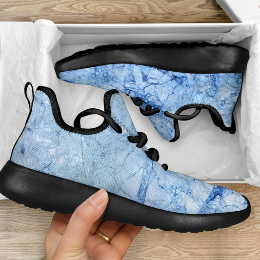 Ice Blue Marble Print Mesh Knit Shoes GearFrost