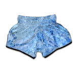 Ice Blue Marble Print Muay Thai Boxing Shorts