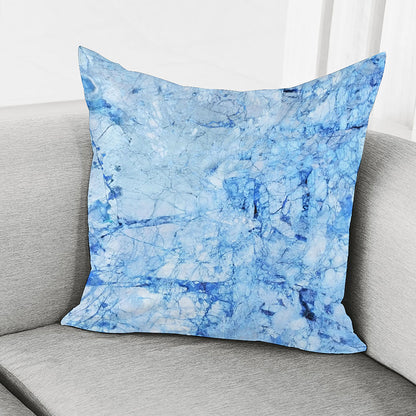 Ice Blue Marble Print Pillow Cover