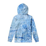 Ice Blue Marble Print Pullover Hoodie