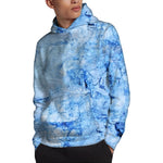 Ice Blue Marble Print Pullover Hoodie